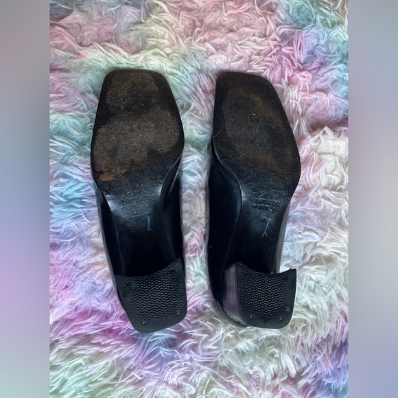 Rare Baldinini black block heel shoes Pure Leather-7.5 US 36 vintage european - Picture 9 of 16